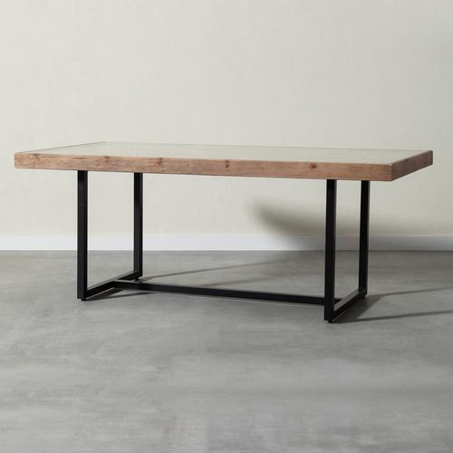  LAGUNA CAM TABLALI MASİF AHŞAP YEMEK MASASI