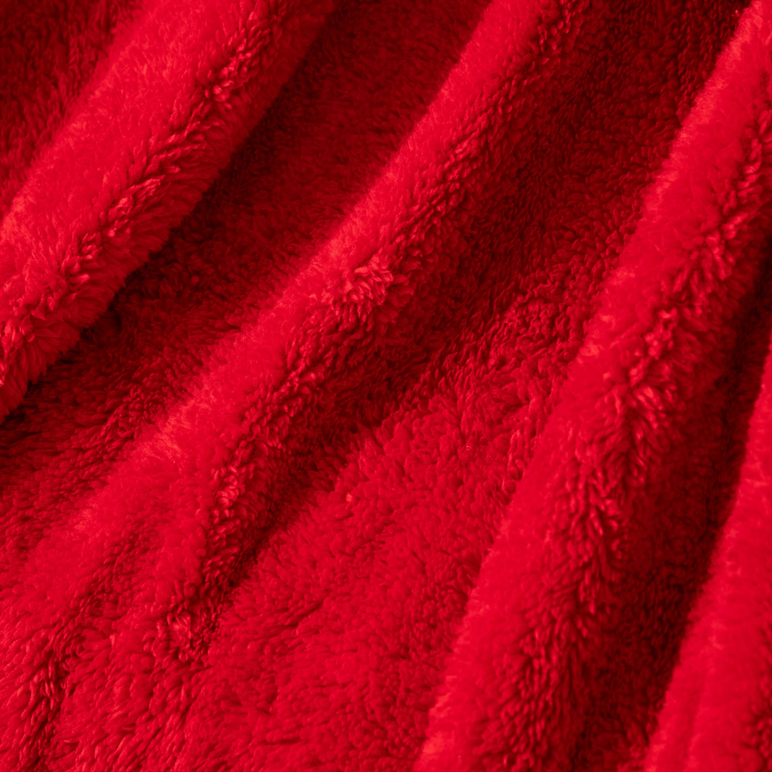 PONPONLU DİZ ÜSTÜ BATTANİYE KIRMIZI 130X160