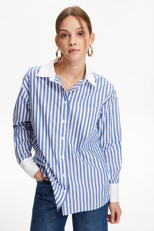  RAHAT KESİM ÇİZGİLİ GÖMLEK