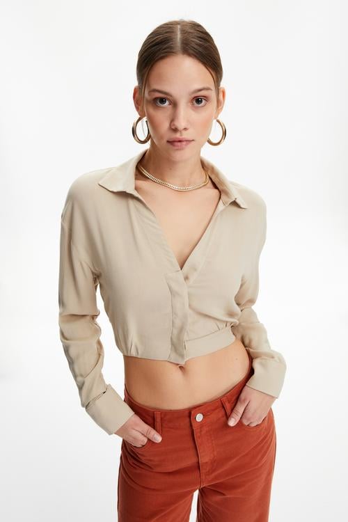 CROP VİSKOZ BLUZ