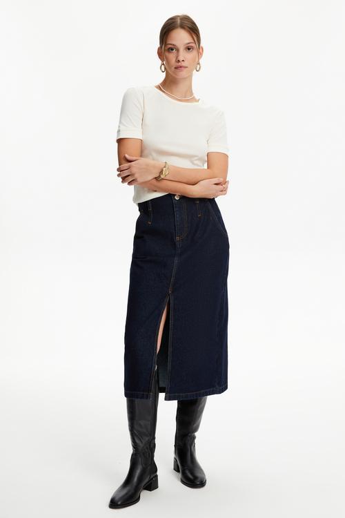  YIRTMAÇLI MİDİ JEAN ETEK