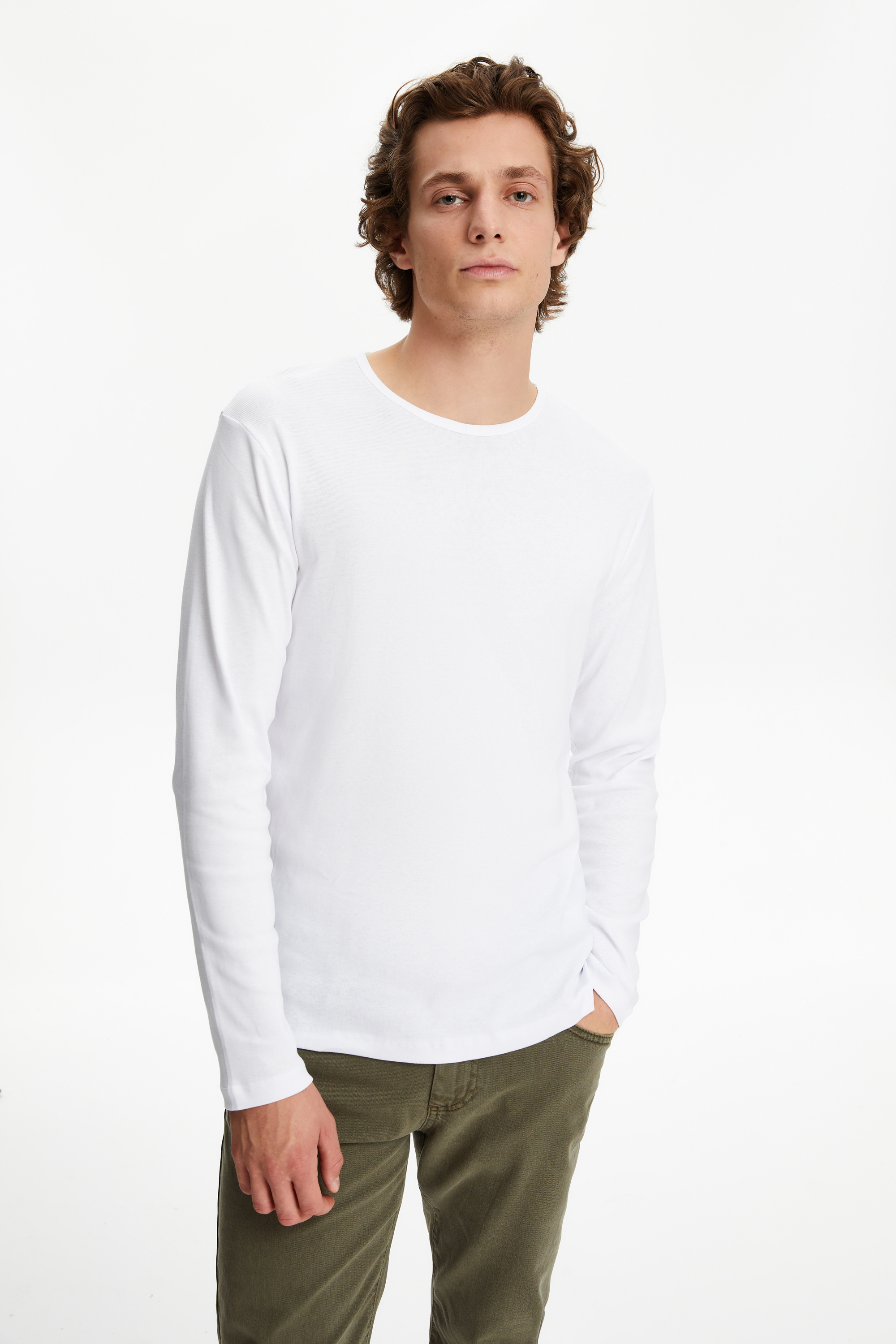 BİSİKLET YAKA UZUN KOLLU T-SHIRT