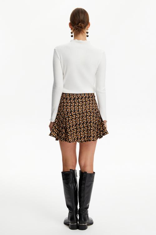  ÇİÇEK DESENLİ MİNİ PEPLUM ETEK