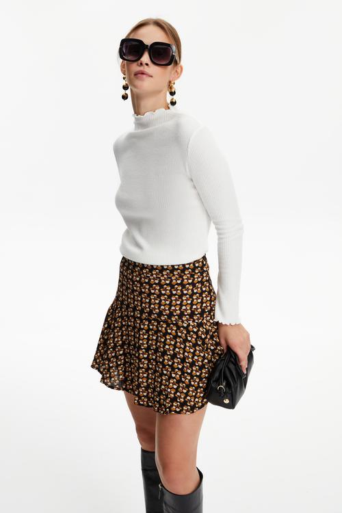  ÇİÇEK DESENLİ MİNİ PEPLUM ETEK