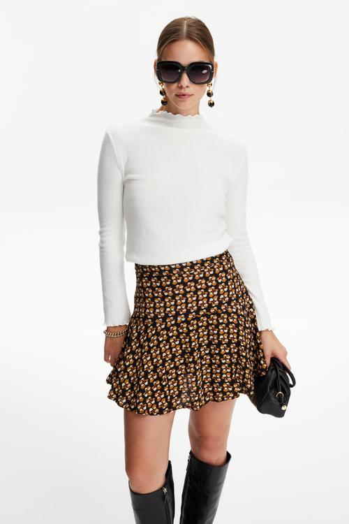  ÇİÇEK DESENLİ MİNİ PEPLUM ETEK