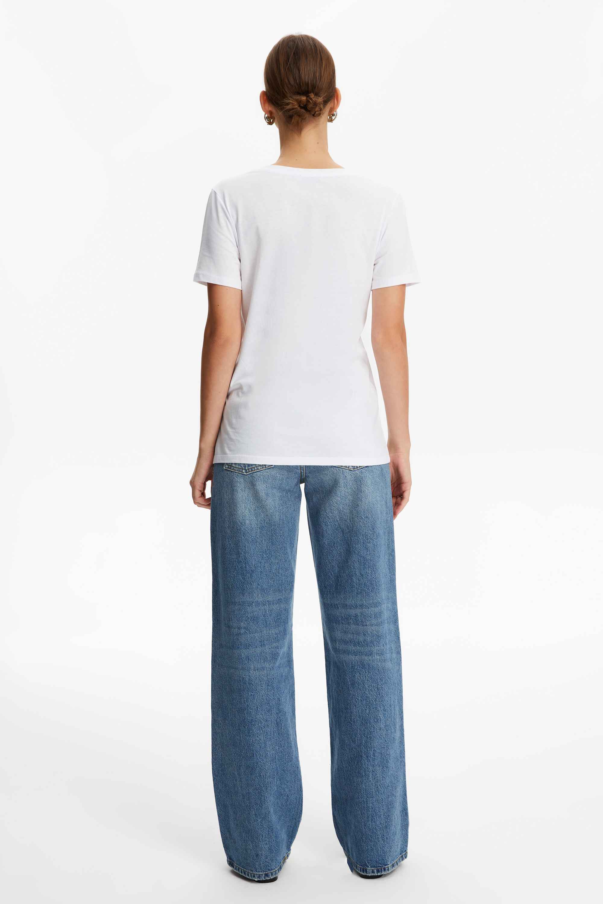 V YAKA KISA KOLLU T-SHIRT