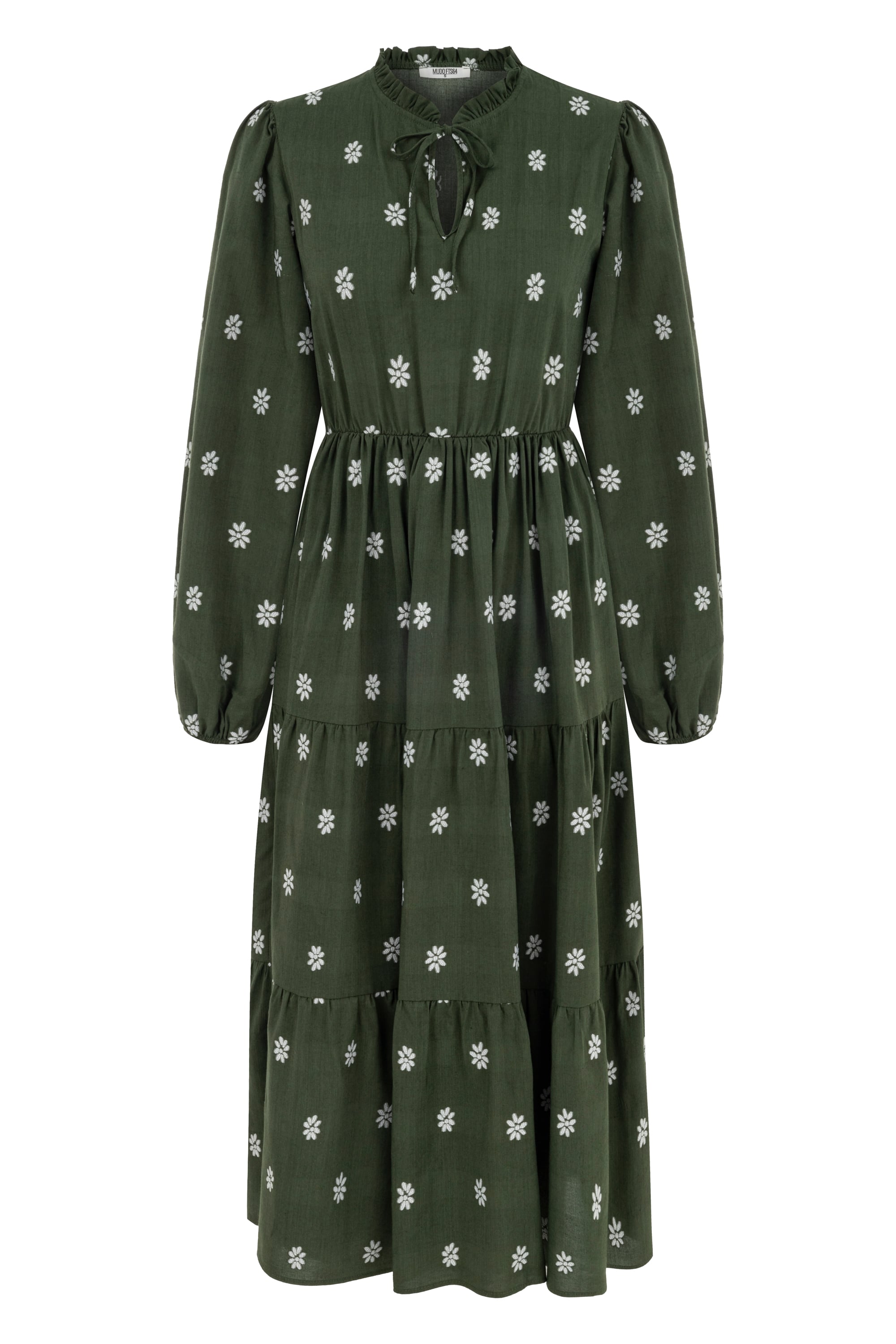 ÇİÇEK NAKIŞLI A FORM MİDİ ELBİSE