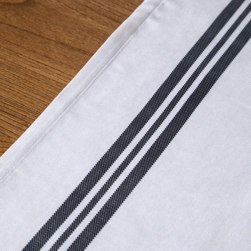  LINDA ÇİZGİLİ PÜSKÜLLÜ RUNNER SİYAH 45X150