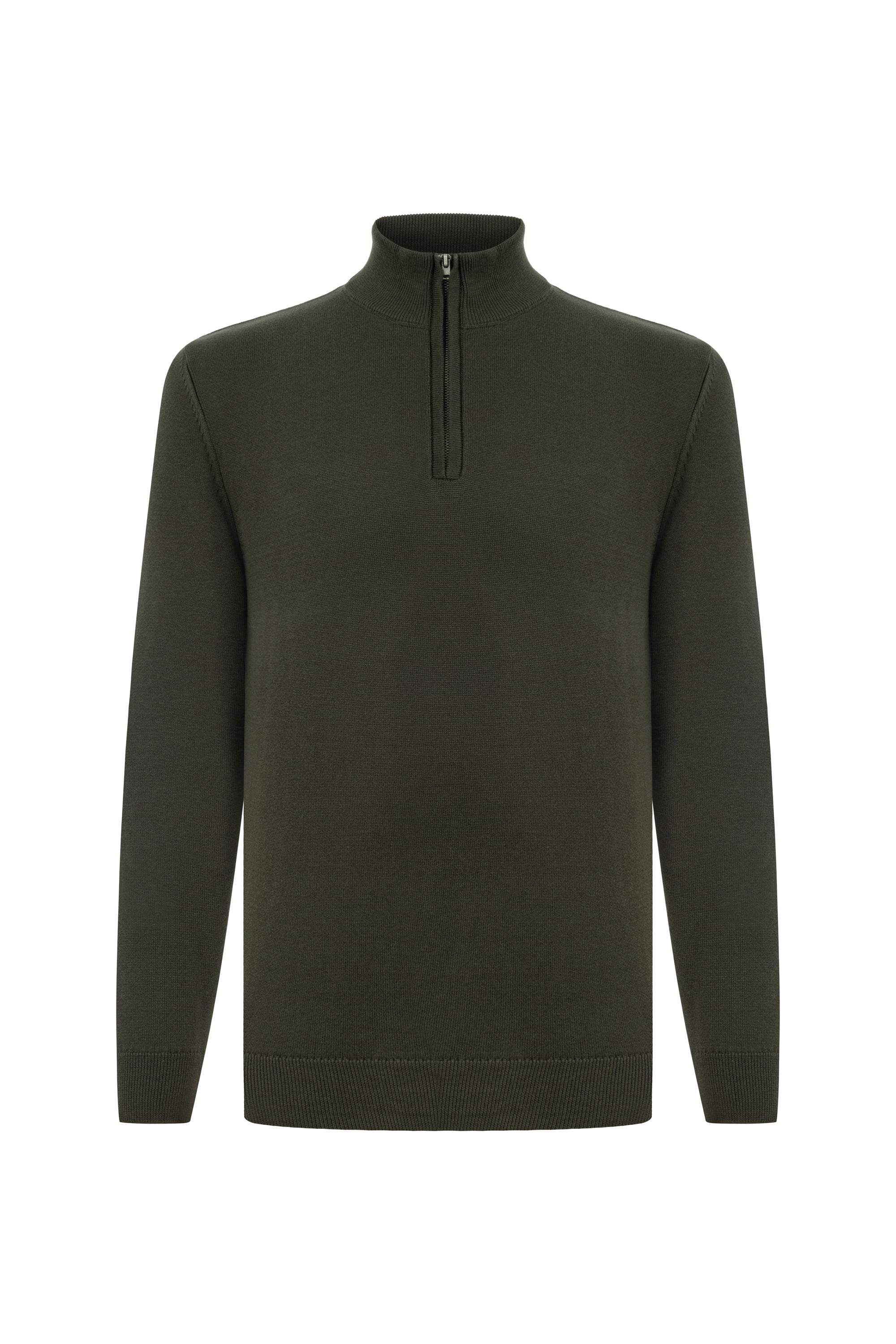 DİK YAKA YARIM FERMUARLI KAZAK