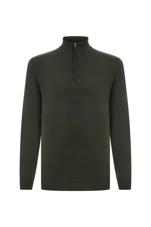  DİK YAKA YARIM FERMUARLI KAZAK