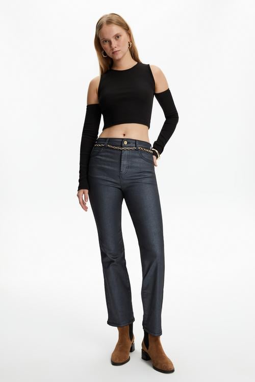  KISA PAÇA FLARE MUMLU PANTOLON