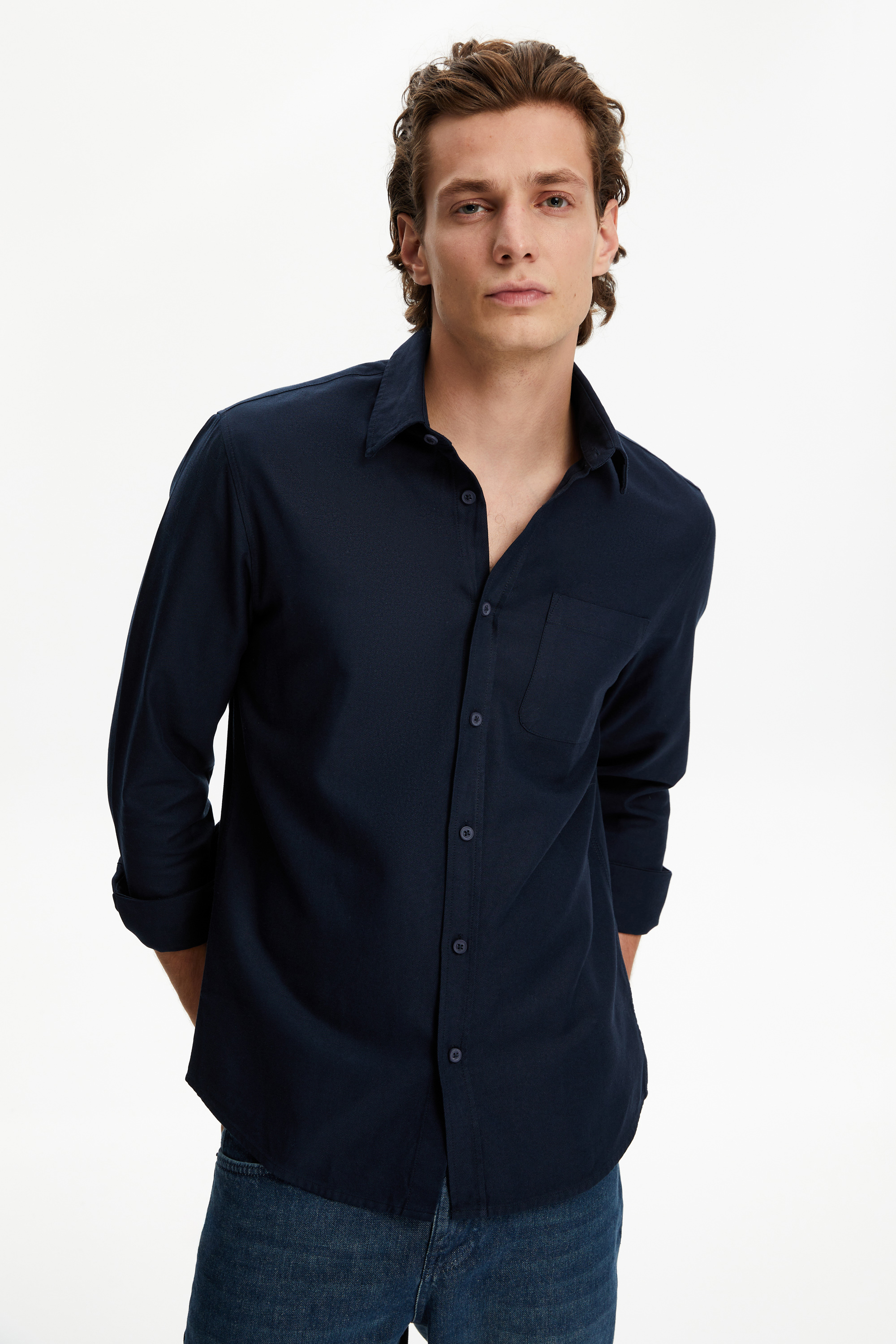 VİSKOZ KARIŞIMLI REGULAR FIT GÖMLEK