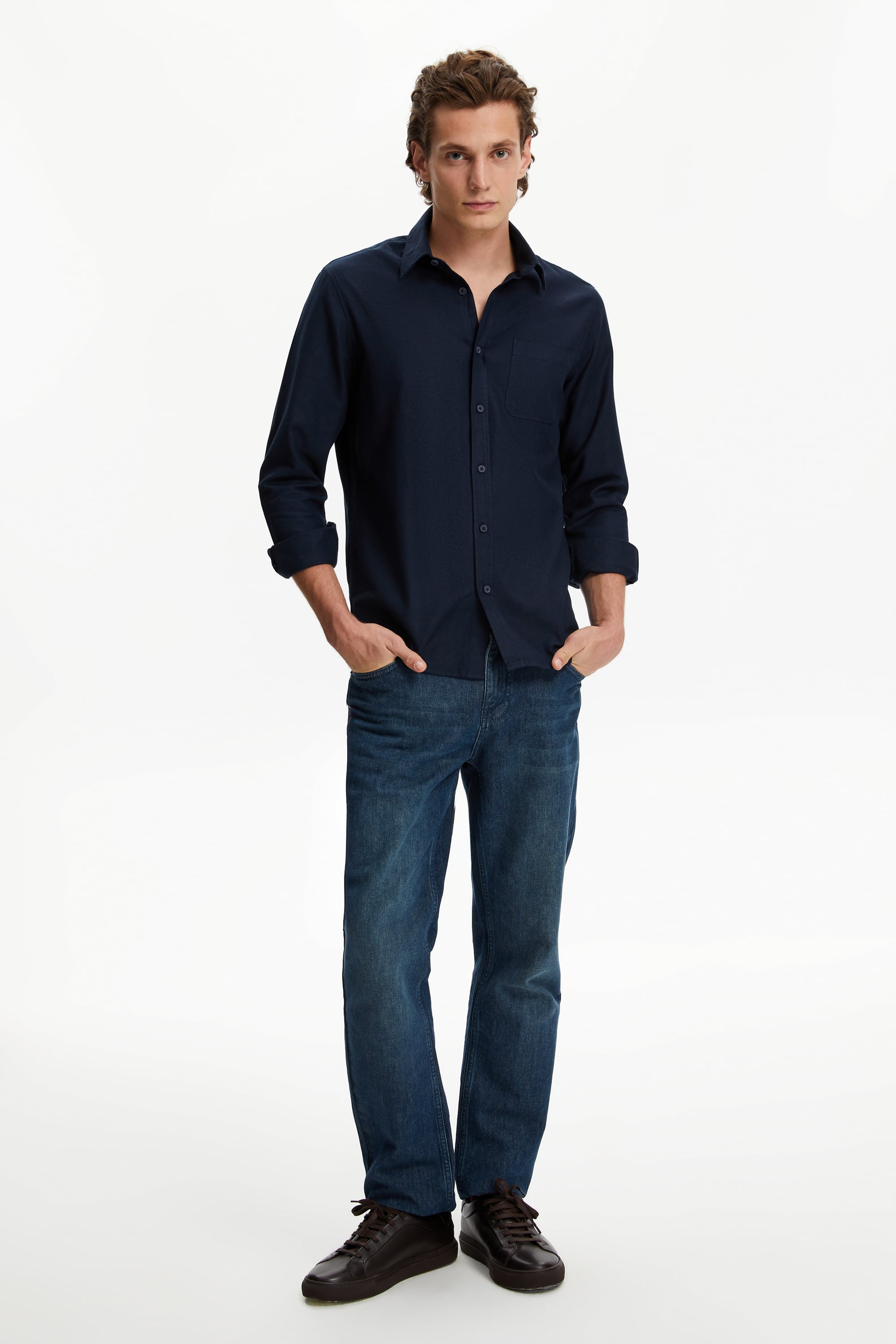 VİSKOZ KARIŞIMLI REGULAR FIT GÖMLEK