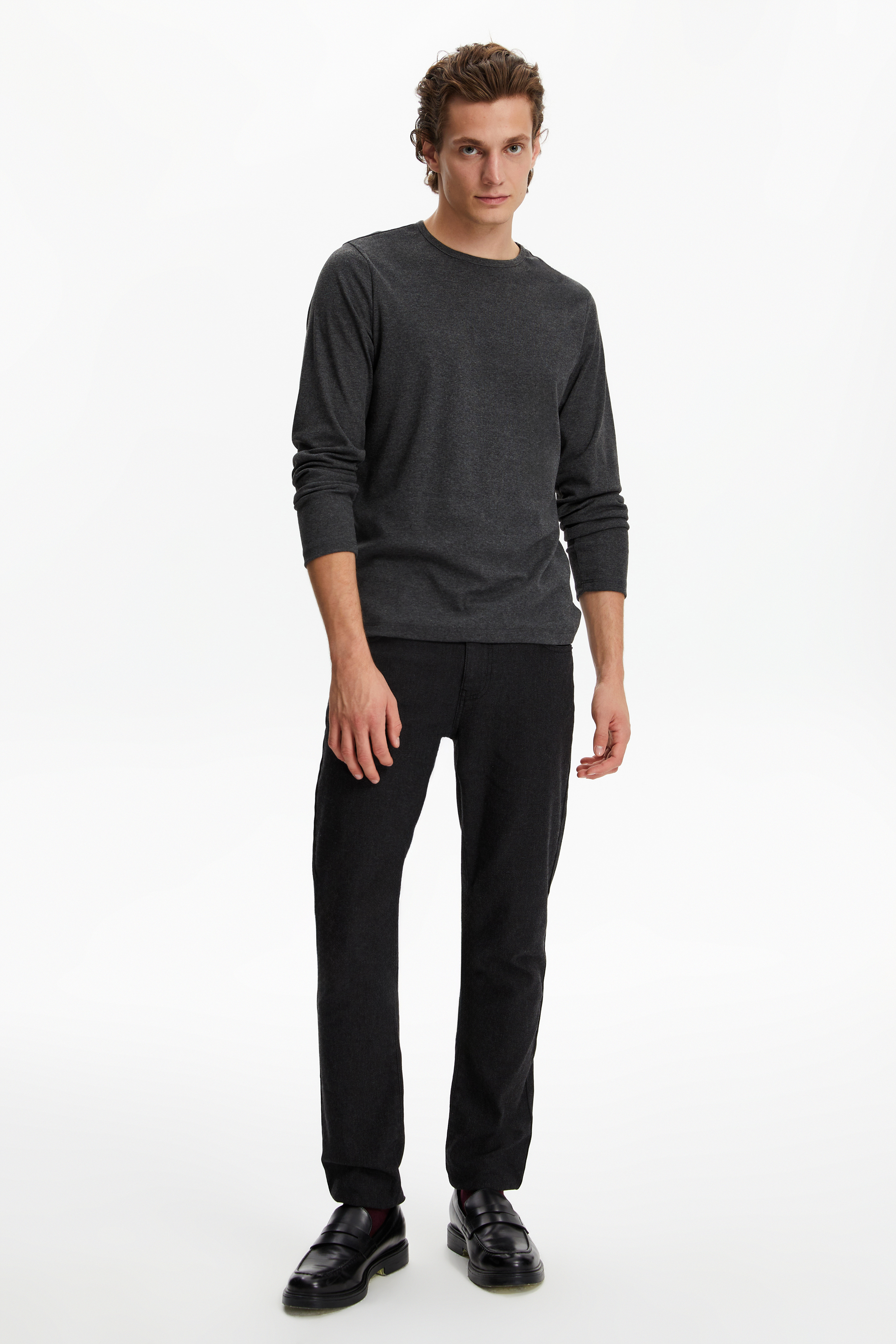 BİSİKLET YAKA UZUN KOLLU T-SHIRT