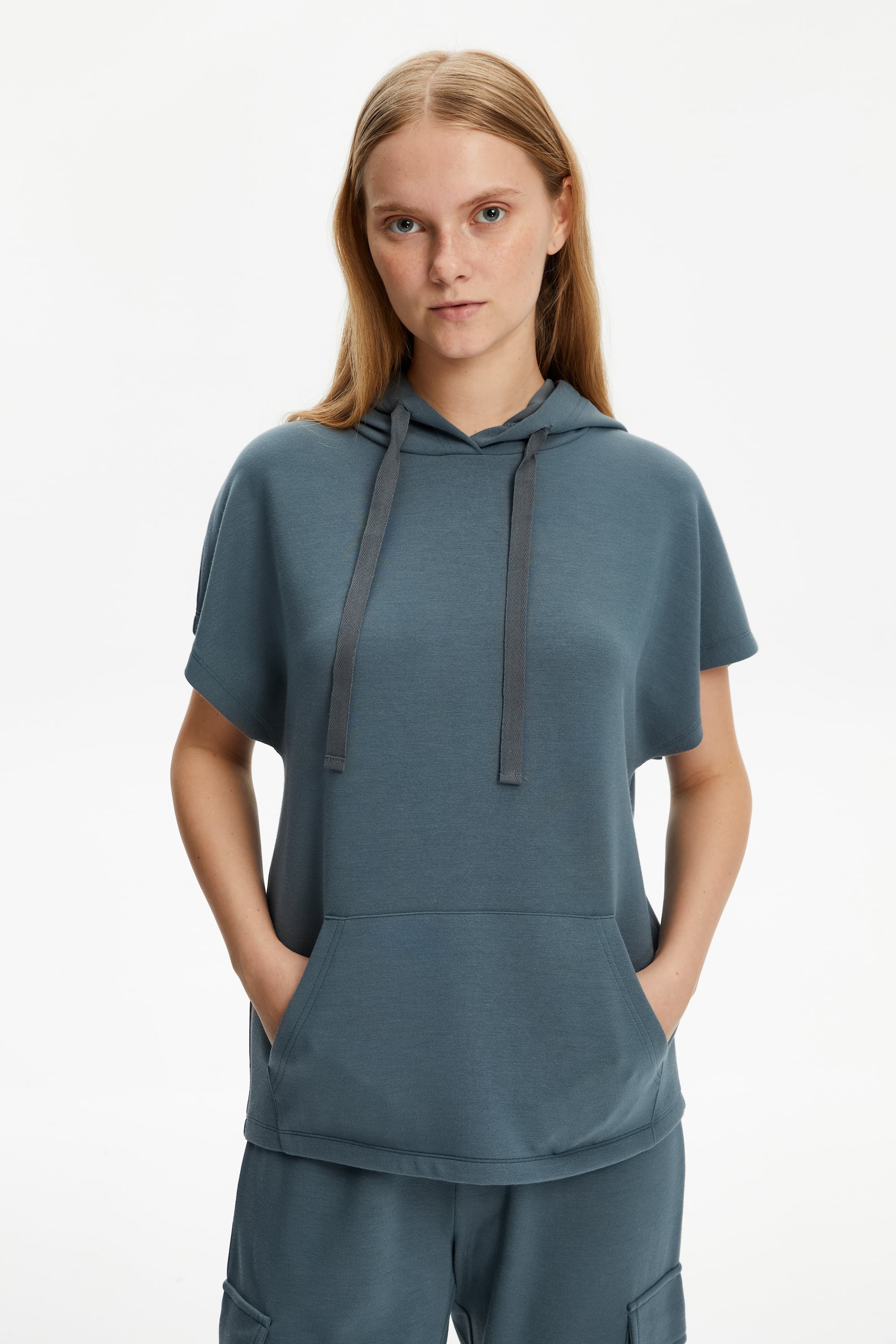 MODAL KARIŞIMLI KISA KOLLU SWEATSHIRT