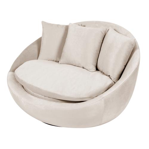  LOVELY AÇIK GRİ KADİFE DÖNER KOLTUK