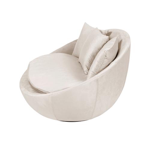  LOVELY AÇIK GRİ KADİFE DÖNER KOLTUK