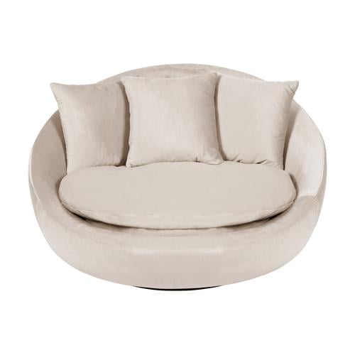  LOVELY AÇIK GRİ KADİFE DÖNER KOLTUK