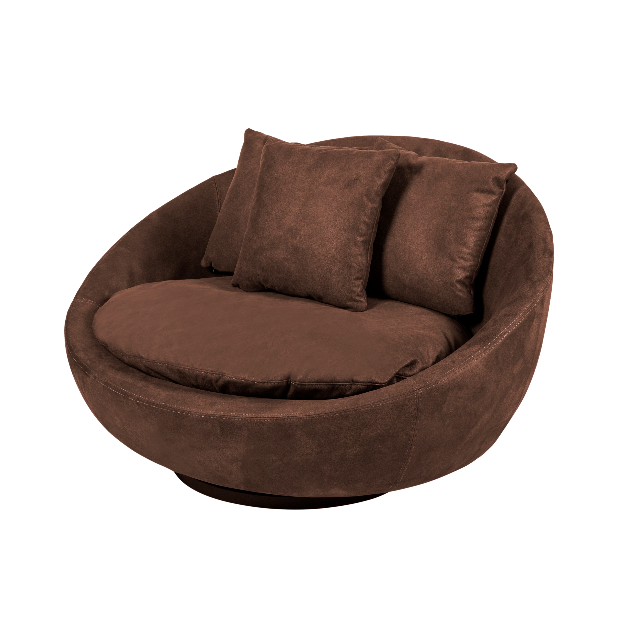 LOVELY KOYU KAHVE NUBUK DÖNER KOLTUK