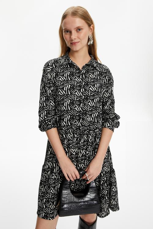  DESENLİ MİNİ KLOŞ ELBİSE