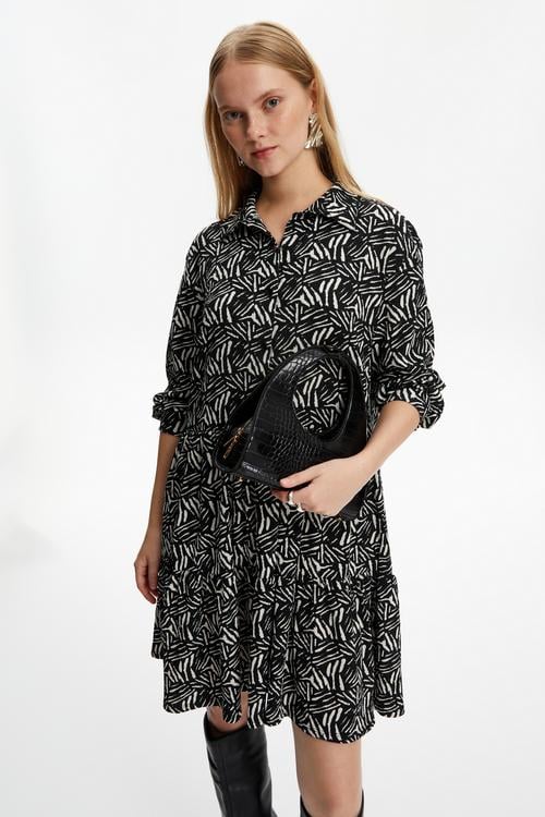  DESENLİ MİNİ KLOŞ ELBİSE