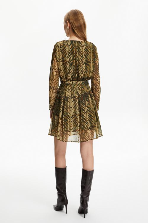  BAĞLAMA DETAYLI MİNİ KLOŞ ELBİSE