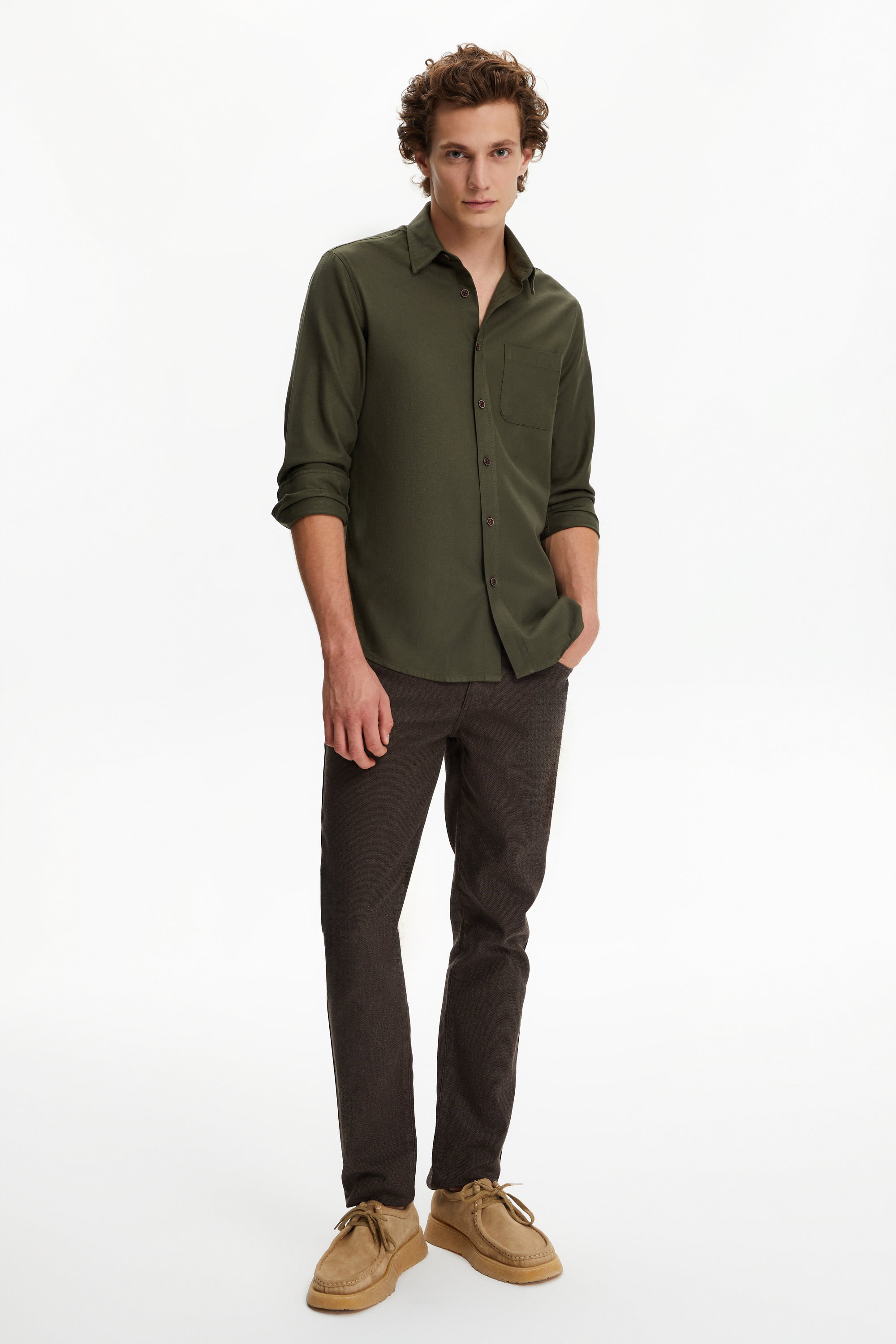 VİSKOZ KARIŞIMLI REGULAR FIT GÖMLEK