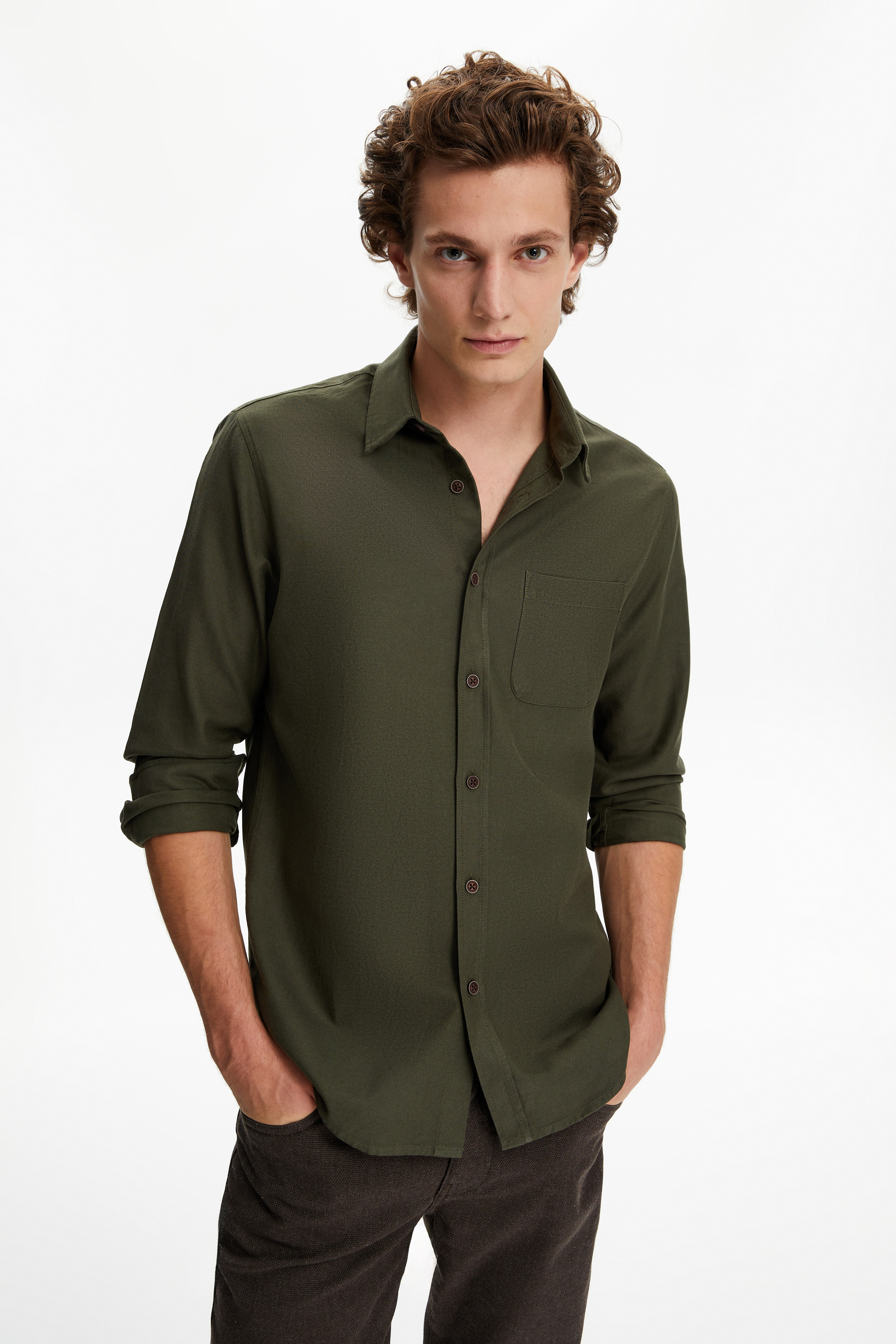 VİSKOZ KARIŞIMLI REGULAR FIT GÖMLEK