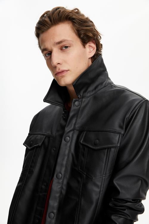  DERİ GÖRÜNÜMLÜ CEKET