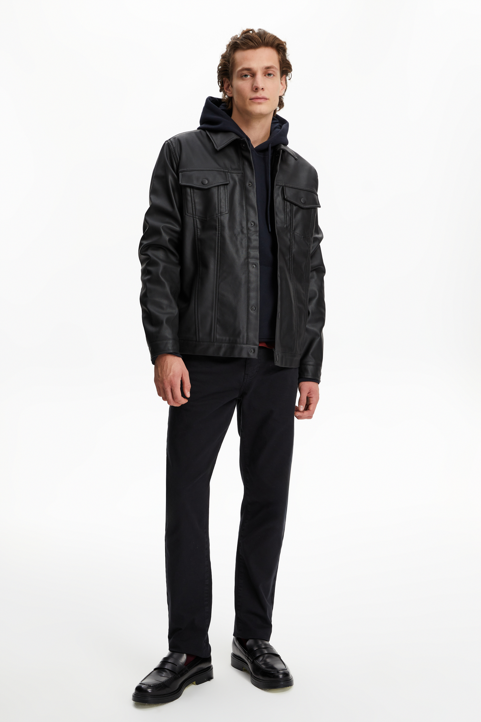 DERİ GÖRÜNÜMLÜ CEKET