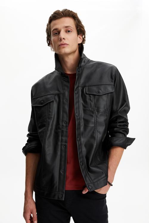  DERİ GÖRÜNÜMLÜ CEKET