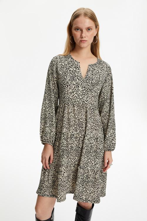  DESENLİ MİNİ KLOŞ ELBİSE