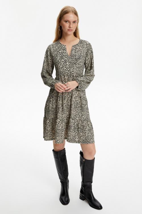  DESENLİ MİNİ KLOŞ ELBİSE