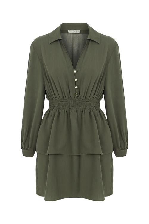  LİYOSEL KARIŞIMLI MİNİ KLOŞ ELBİSE