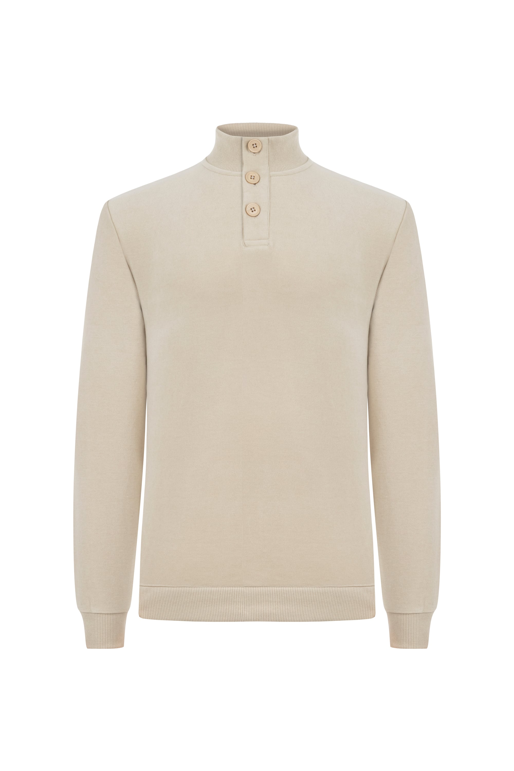 DÜĞMELİ DİK YAKA SWEATSHIRT