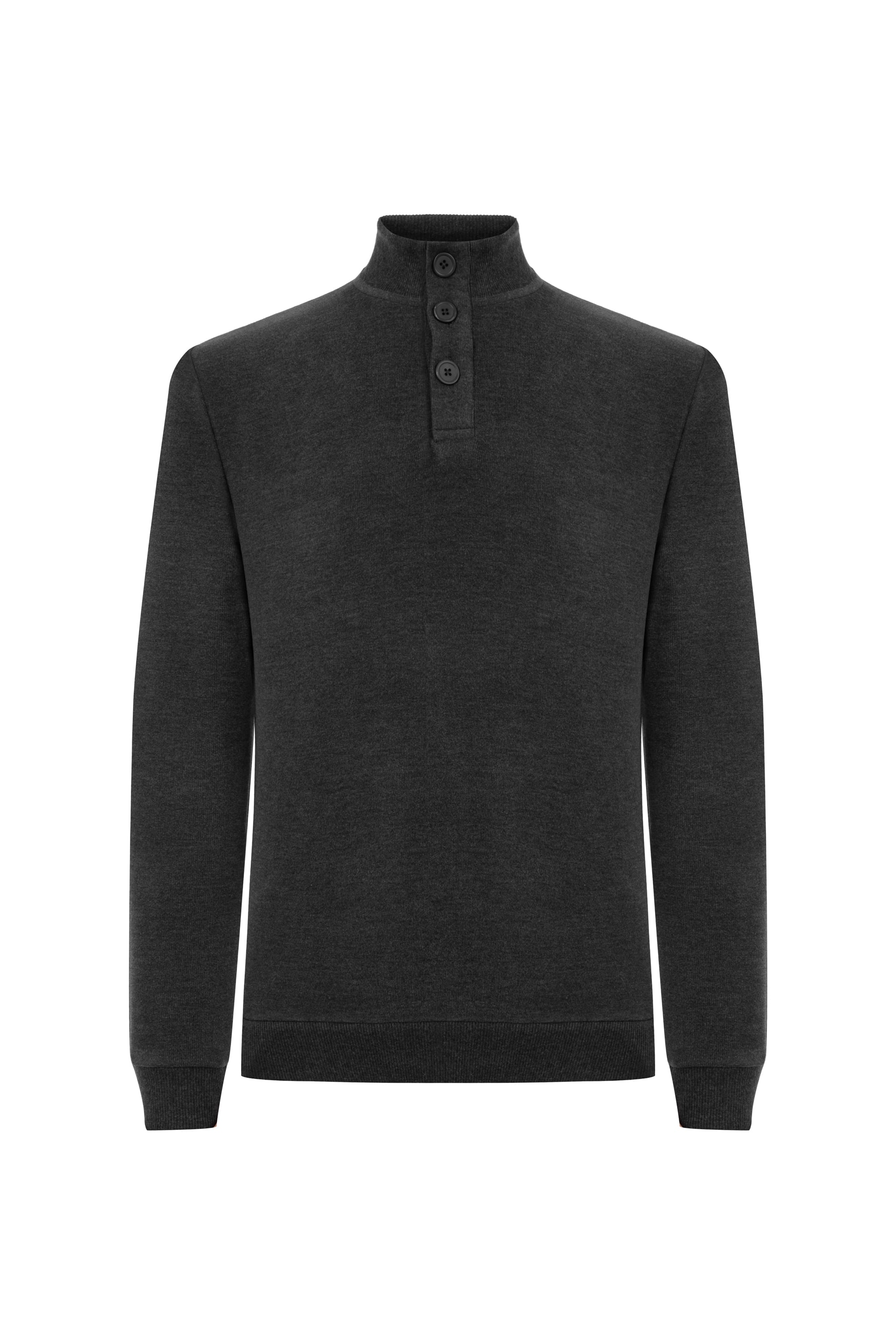 DÜĞMELİ DİK YAKA SWEATSHIRT