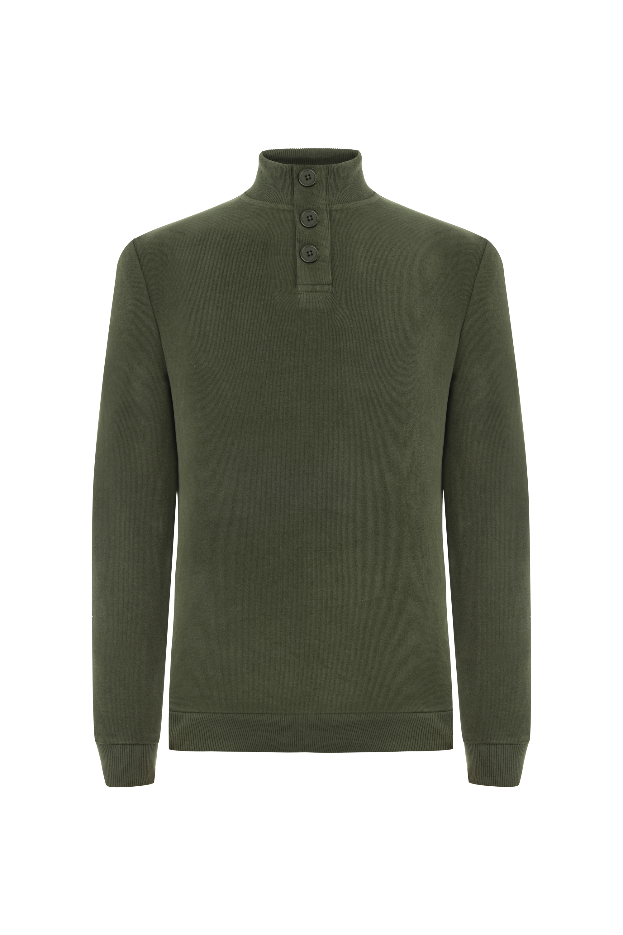 DÜĞMELİ DİK YAKA SWEATSHIRT