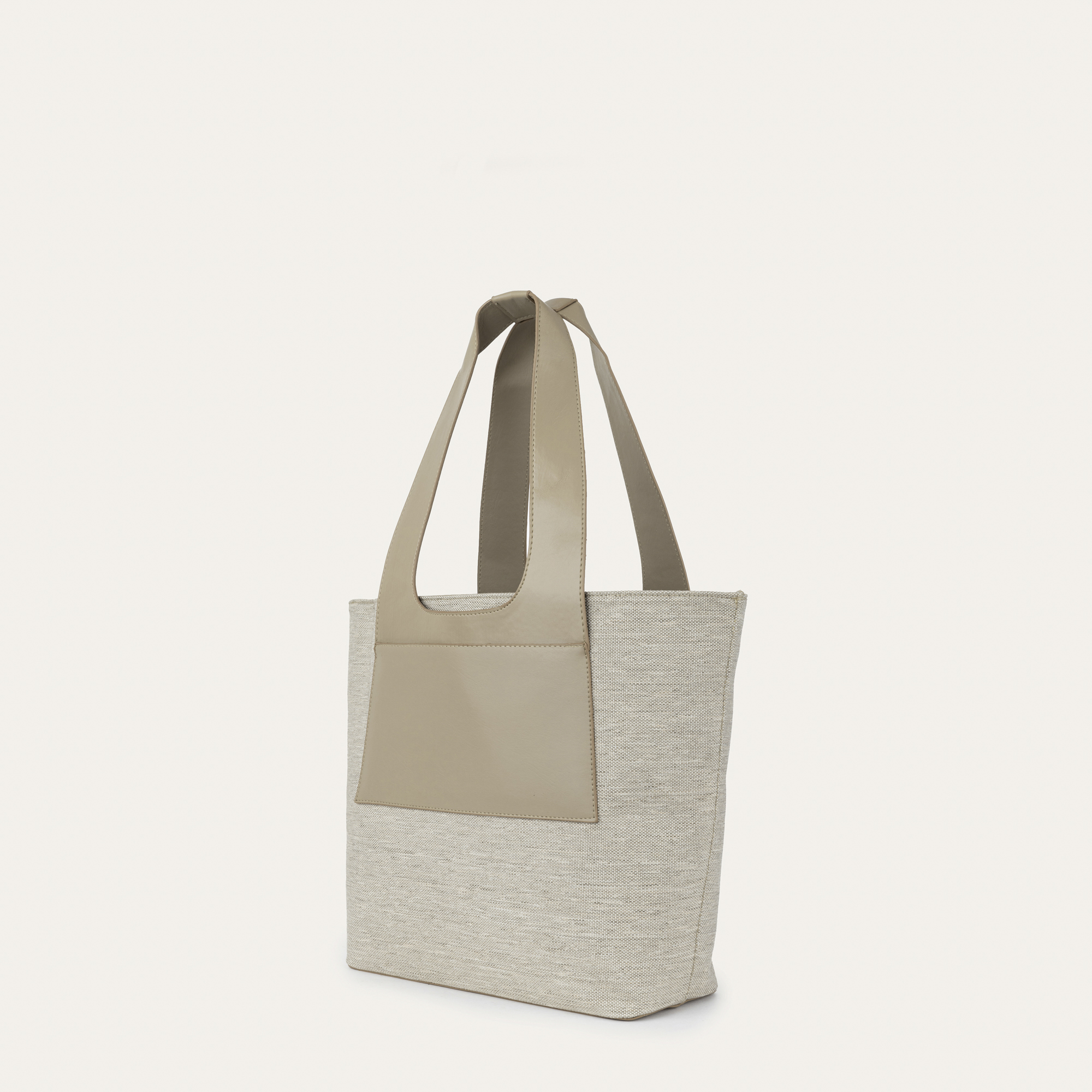 SUNİ DERİ DETAYLI KANVAS EL ÇANTASI