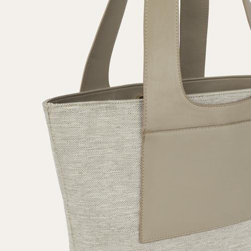  SUNİ DERİ DETAYLI KANVAS EL ÇANTASI