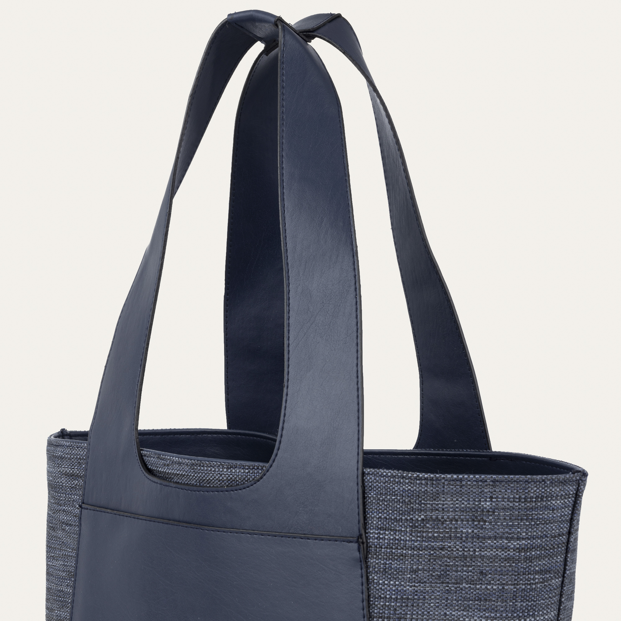 SUNİ DERİ DETAYLI KANVAS EL ÇANTASI