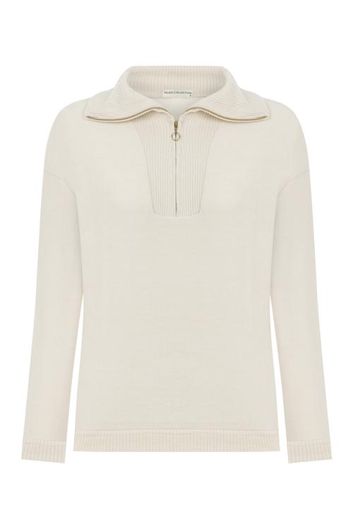  FERMUARLI DETAYLI DİK YAKA KAZAK