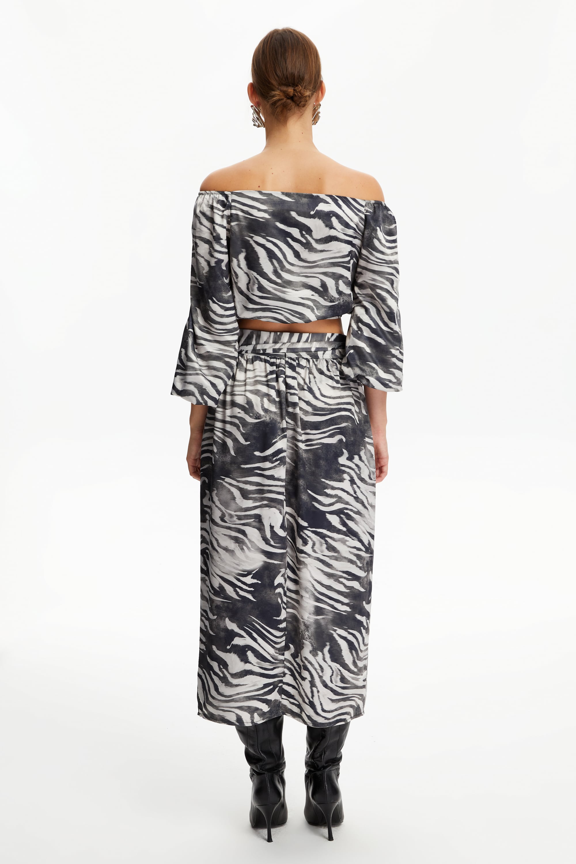 ZEBRA DESENLİ MİDİ ETEK