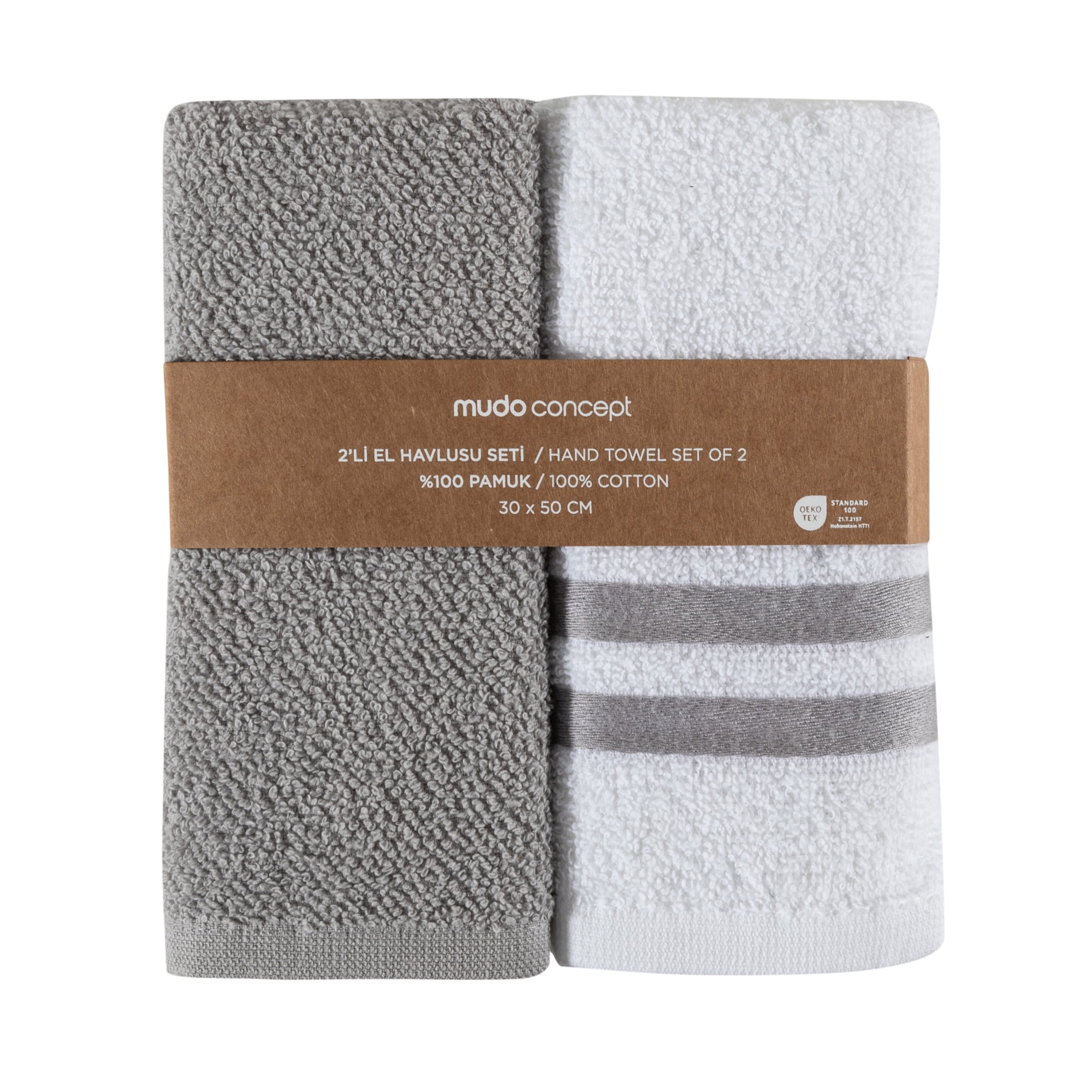 NAPLES 2'Lİ EL HAVLUSU SETİ BEYAZ GRİ 30X50