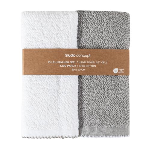  PRAHA 2'Lİ EL HAVLUSU SETİ BEYAZ GRİ 30X50