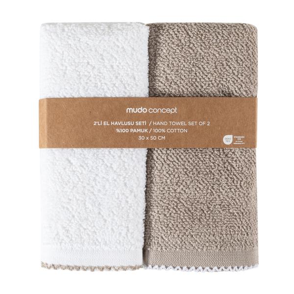 Mudo Home Praha 2’Li El Havlusu Seti Beyaz Vizon 30X50