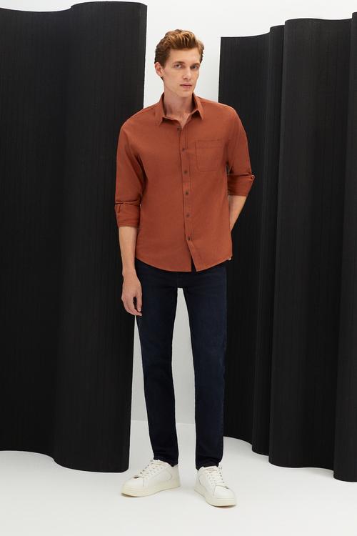  VİSKOZ KARIŞIMLI REGULAR FIT GÖMLEK