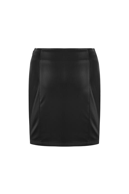  YIRTMAÇLI DERİ GÖRÜNÜMLÜ MİNİ ETEK