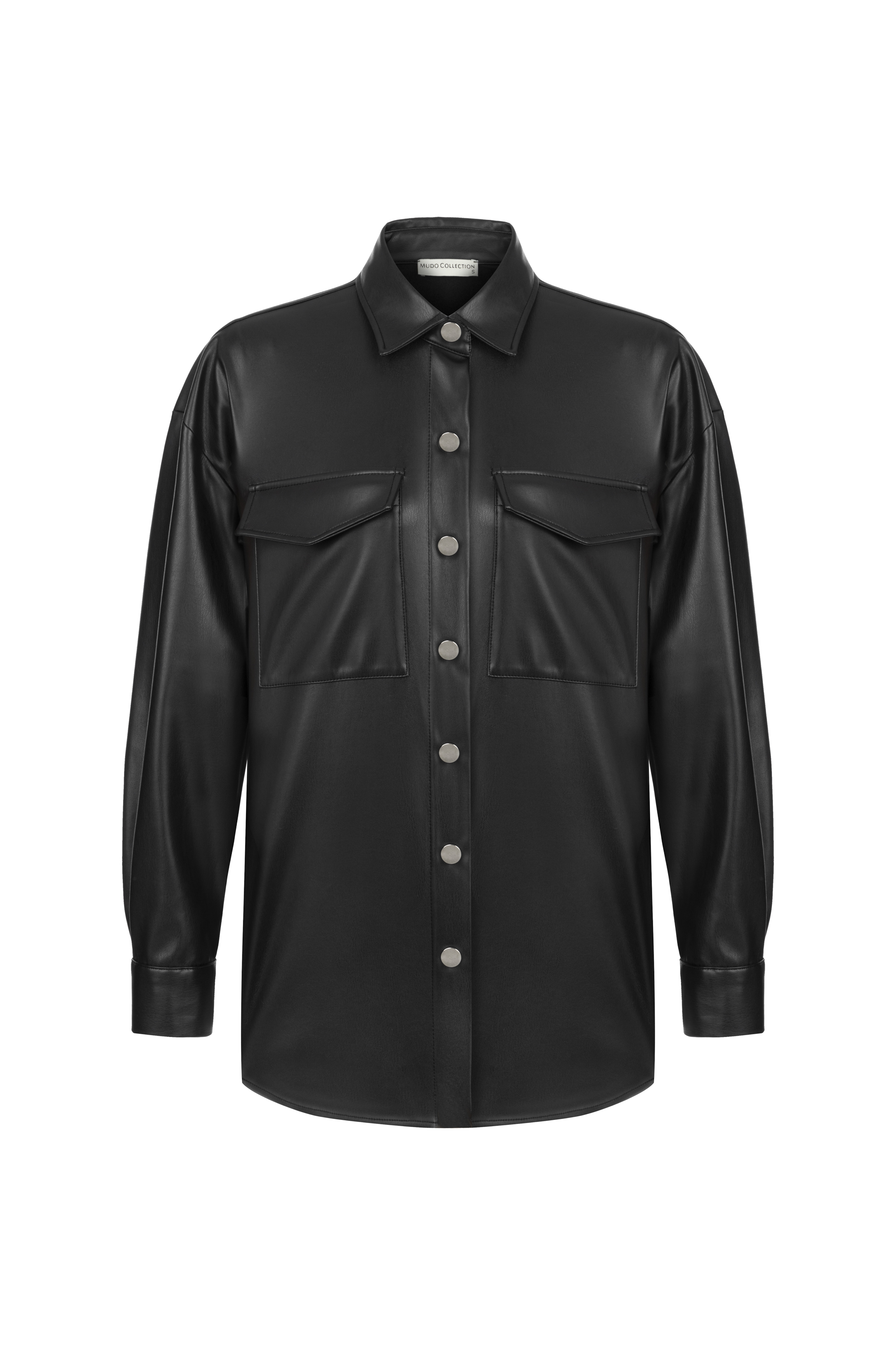 REGULAR FIT DERİ GÖRÜNÜMLÜ GÖMLEK