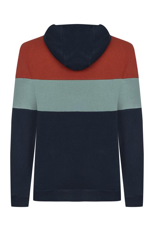  RENK BLOKLU KAPÜŞONLU SWEATSHIRT