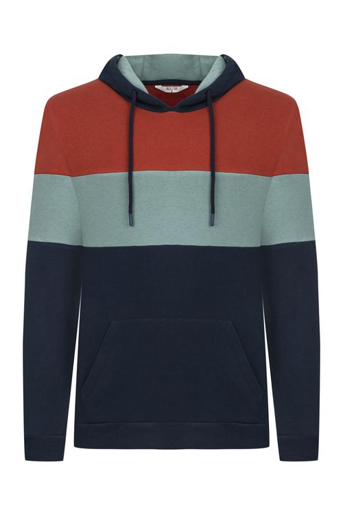  RENK BLOKLU KAPÜŞONLU SWEATSHIRT